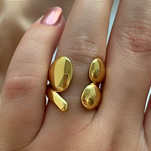 ANEL ALIANÇA GROSSA BOLEADA DOURADO AÇO 316L⭐️